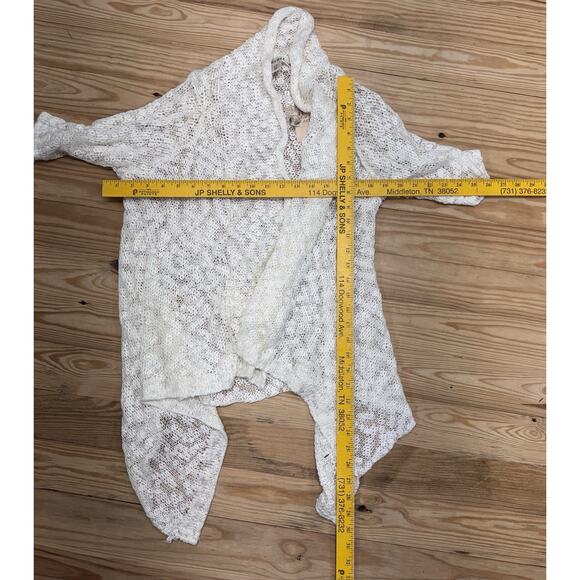 Decree SOFT Cardigan Sweater Ivory Draped Sides Short Sleeve Women’s Size L, NWT - Picture 4 of 8